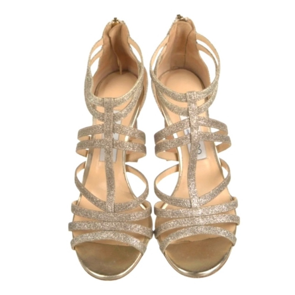Jimmy Choo Gold Glitter Strappy Heels
